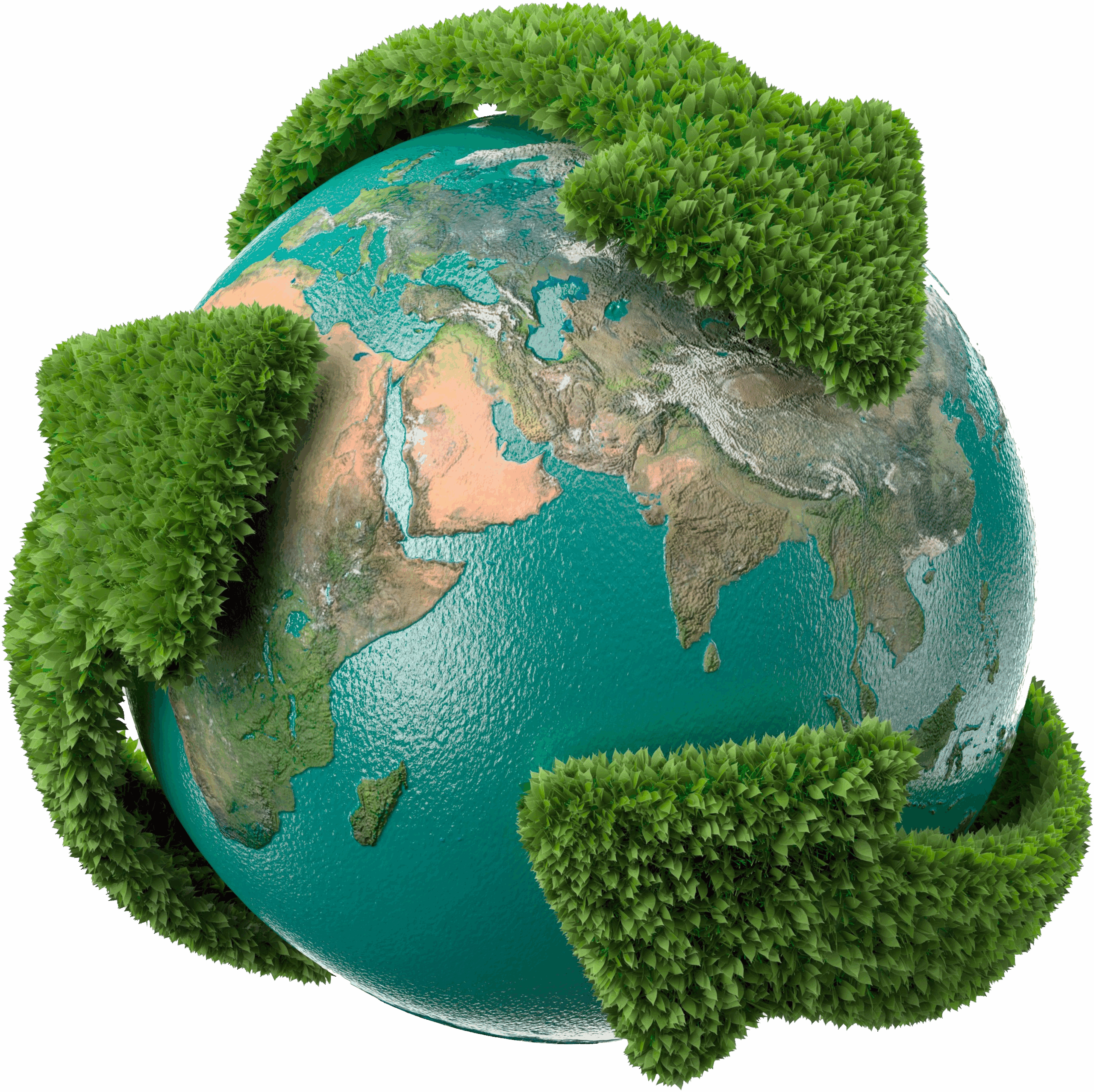 globe surrounded with eco recycle symbol